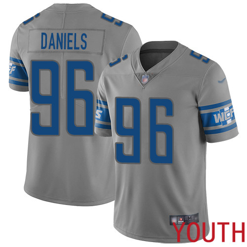 Detroit Lions Limited Gray Youth Mike Daniels Jersey NFL Football #96 Inverted Legend